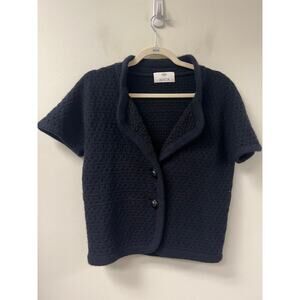 Allude Black Short Sleeve Sweater